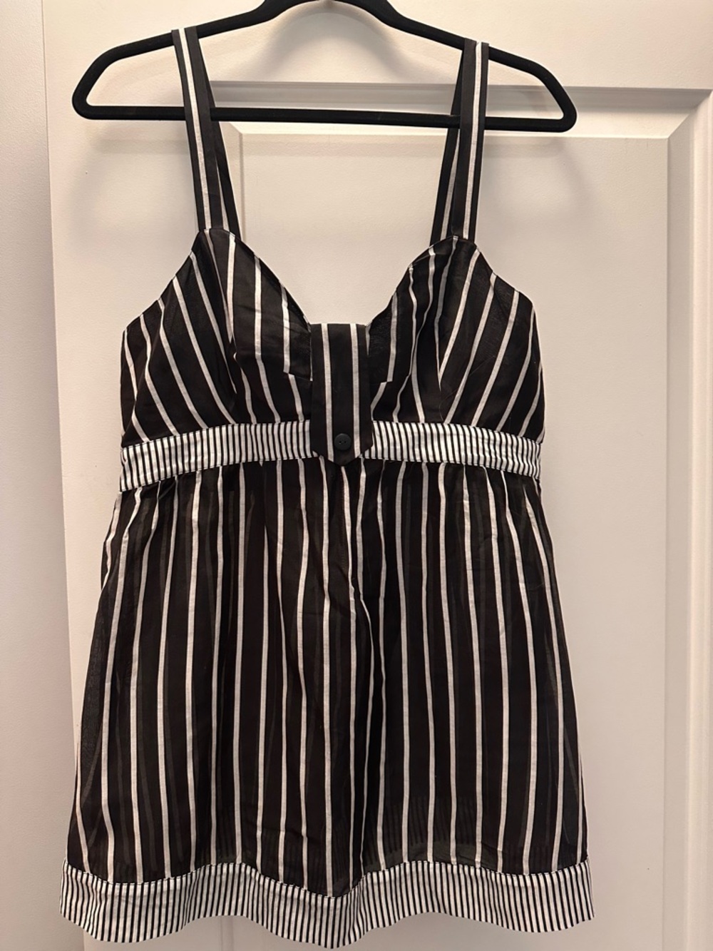 Twin-Set Black and White Striped Spaghetti Strap top